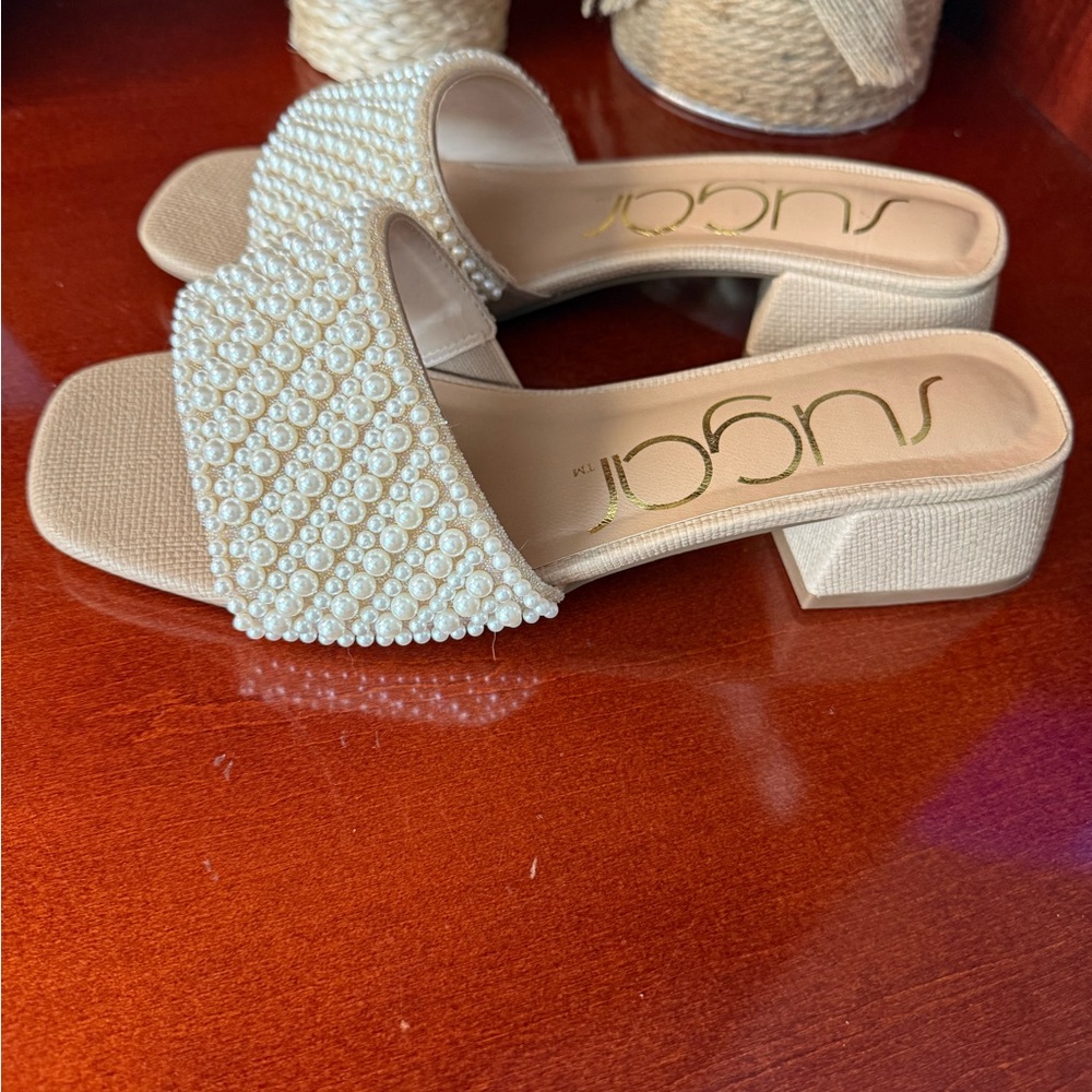 Sugar Women's Tan Pearl Embellished Mules
